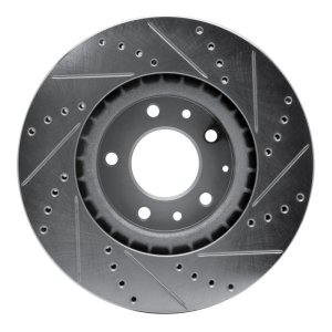 Mazda RX-8 Brake Rotor (1) - Front Left - R1 Concepts - Drilled & Slotted - Silver - `04-`08